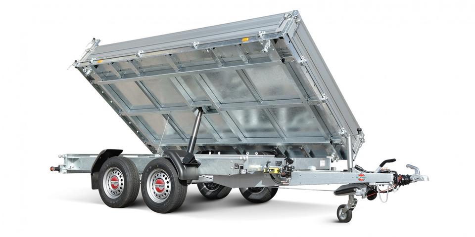 C&P 3-Sided Tipping Trailer, 3.5 t, 3010 x 1830 x 350 mm, New, Electric Pump, Aluminum-Steel Floor