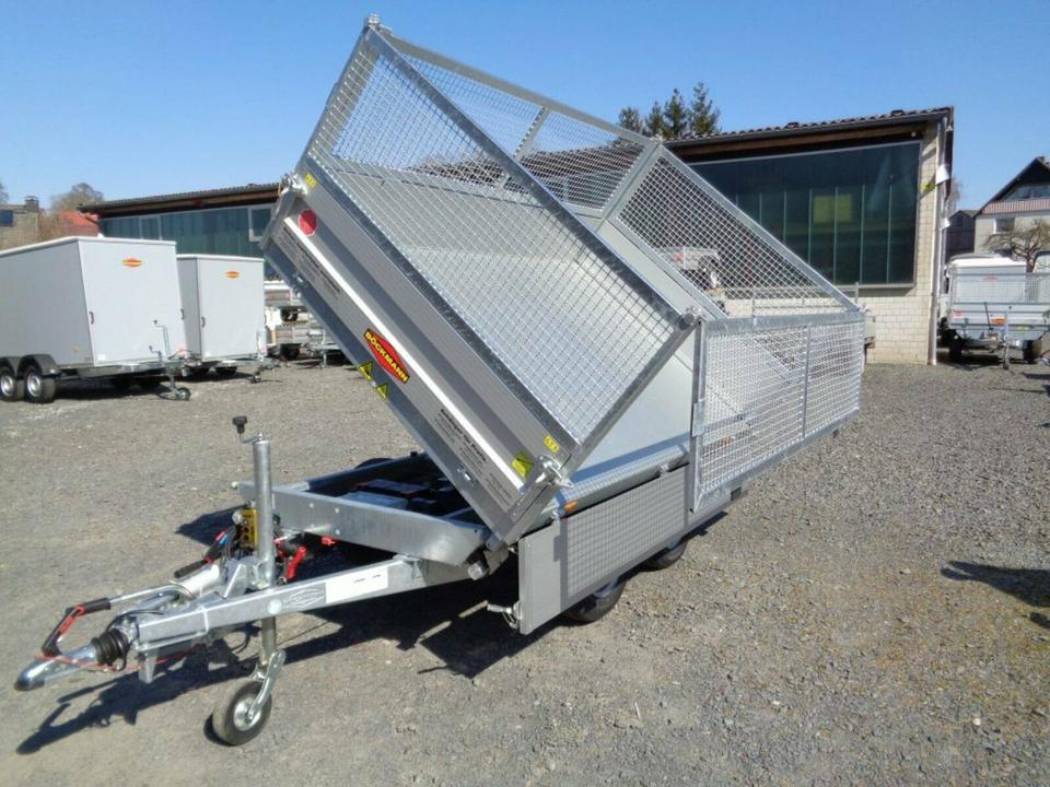 Böckmann Car Trailer with Electric Three-Sided Tipper, 2.7 t