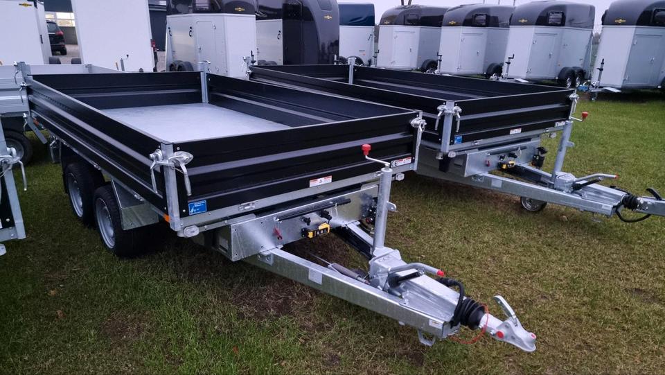 New Humbaur HTK3500.31 three-way tipper trailer with steel side walls, 3.5 t capacity