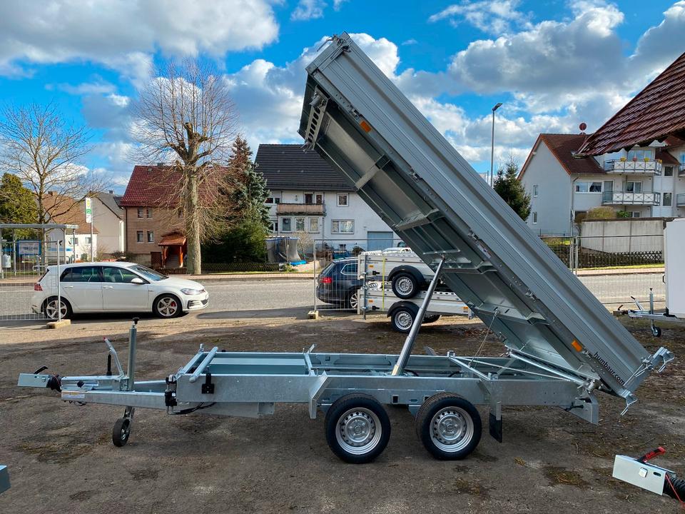 Humbaur HTK 3500.37 Three-Sided Tipping Trailer, 3.5 t Aluminum Car Trailer