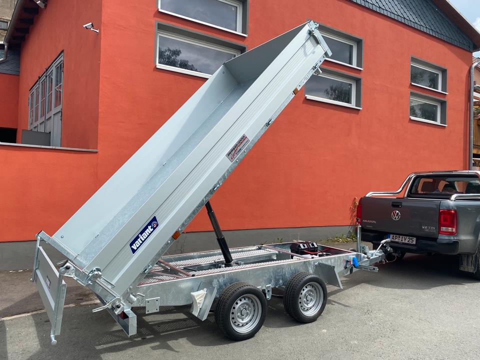 Three-Sided Tipper Trailer, 3.0 t, 320 x 168 cm, Electric-Hydraulic Operation, Leaf-Spring Suspension