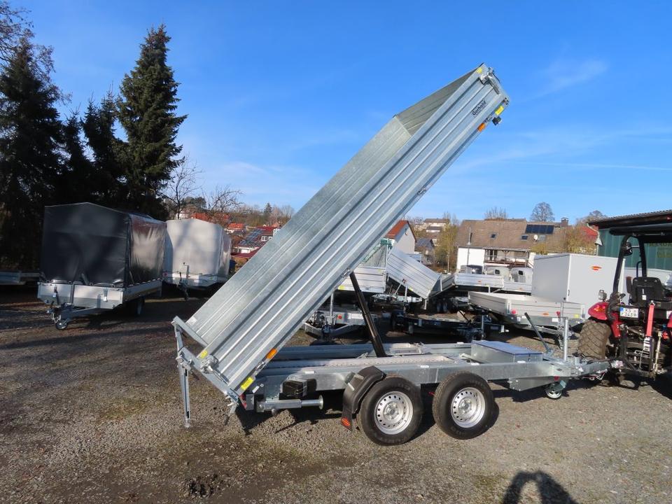 Böckmann Car Trailer - Electric Three-Sided Tipper, 3.5 t, Steel Sides