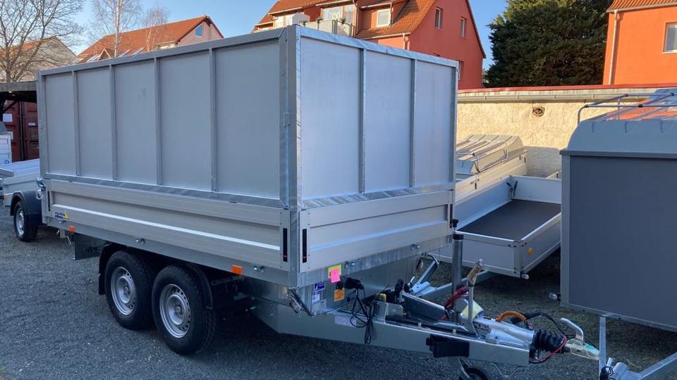Agados 2.7 t Car Trailer with Three-Sided Tipper, 3.30 x 1.70 m, NEW, 1 m Extension