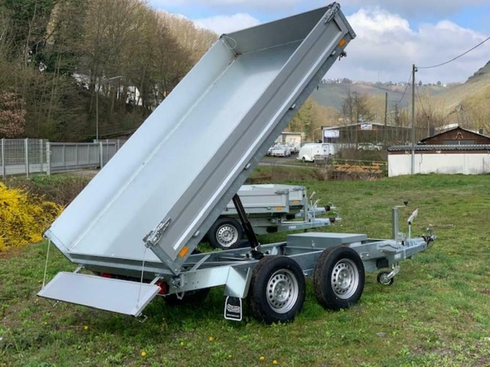 Saris PK 30 Three-Sided Tipper Trailer, 2,700 kg, with Hand Pump, Box Dimensions 3.06 x 1.70 x 0.30 m