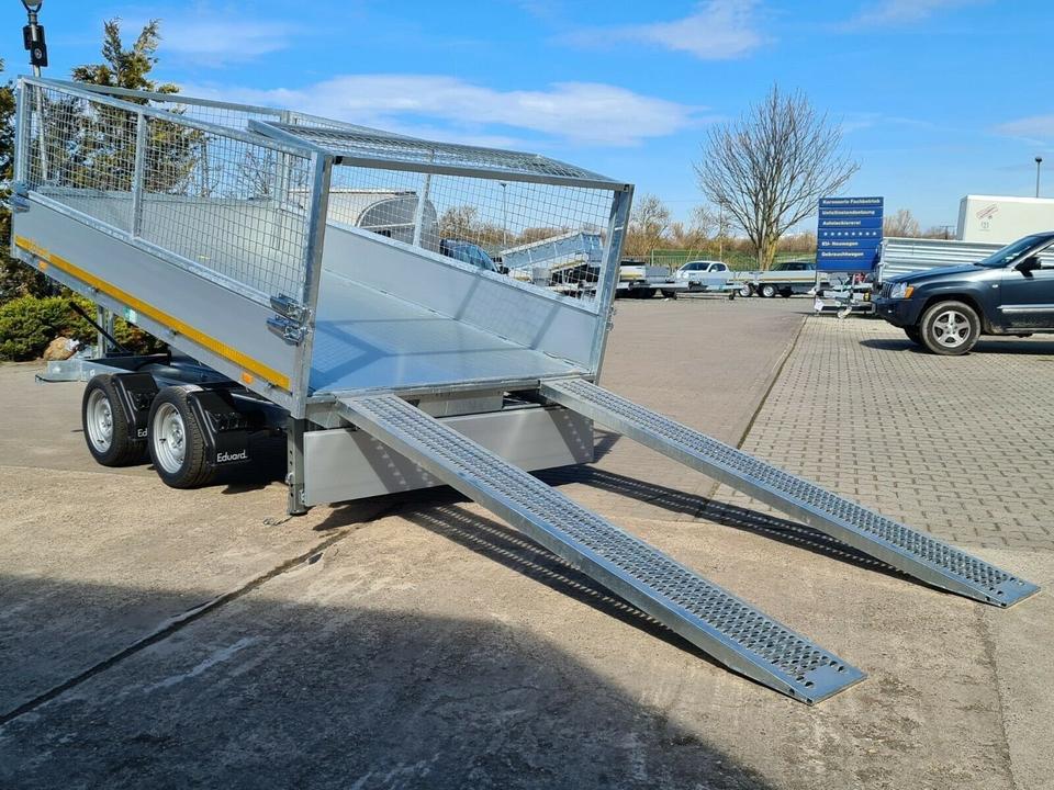 Eduard 2,700 kg Electric Hydraulic Three-Sided Tipping Trailer – 3.10 m x 1.60 m, Leaf Guard Mesh & Rails, Model 3116K3