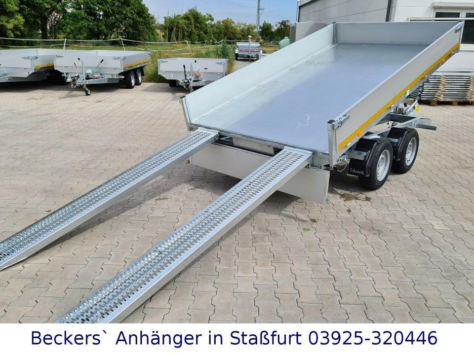 Eduard 3,000 kg Electric Three-Sided Tipper Trailer with Rails & Rear Supports (Model 3318K)