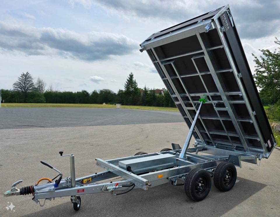 Henra KP353018 3-Sided Tipper Trailer, 3.5 t, 301 x 185 x 30 cm, Leaf-Spring