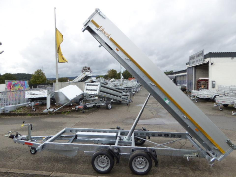 Eduard 4020 Three-Sided Dump Trailer, 3.5 t, Electric/Manual Pump, Ramps and Supports, Internal 406 x 200 x 30 cm