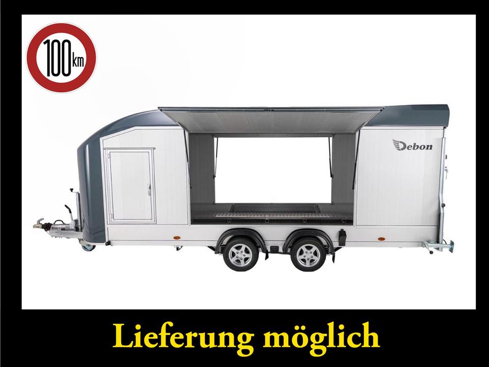Debon C2000 Roadstar Auto Transporter Trailer, 3500 kg, Electric Winch, Aluminum Raised Ramps, Pullman Suspension, Tempo100, 2 Side Flaps, 2 Doors