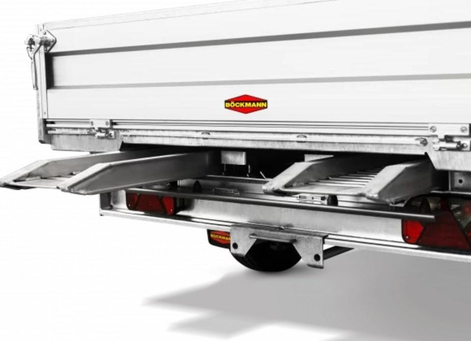 Böckmann Profi Three-Sided Tipping Trailer 3.2 x 1.8 m, 3.5 t, Electric-Hydraulic Ramps + Stand