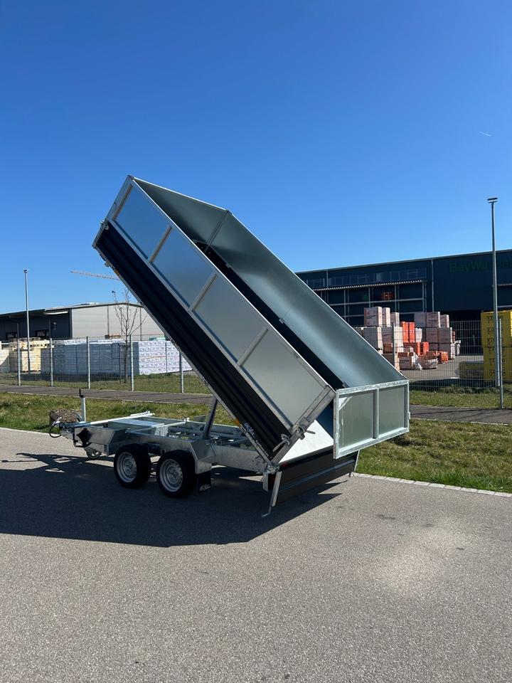 Humbaur Three-Sided Tipping Trailer with Steel Sides, Black, Internal Dimensions approx. 3.63 x 1.75 x 0.35 m, GVW 3500 kg