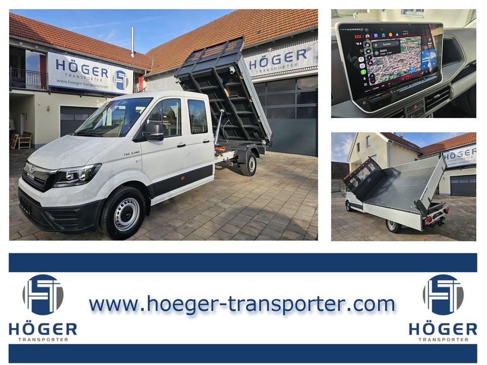 MAN TGE 3.140 DOKA with Scattolini three-way tipper, 2.0 TDI 140 PS, 10-inch MAN Media Van with camera, DAB+, Virtual Cockpit, Keyless Go