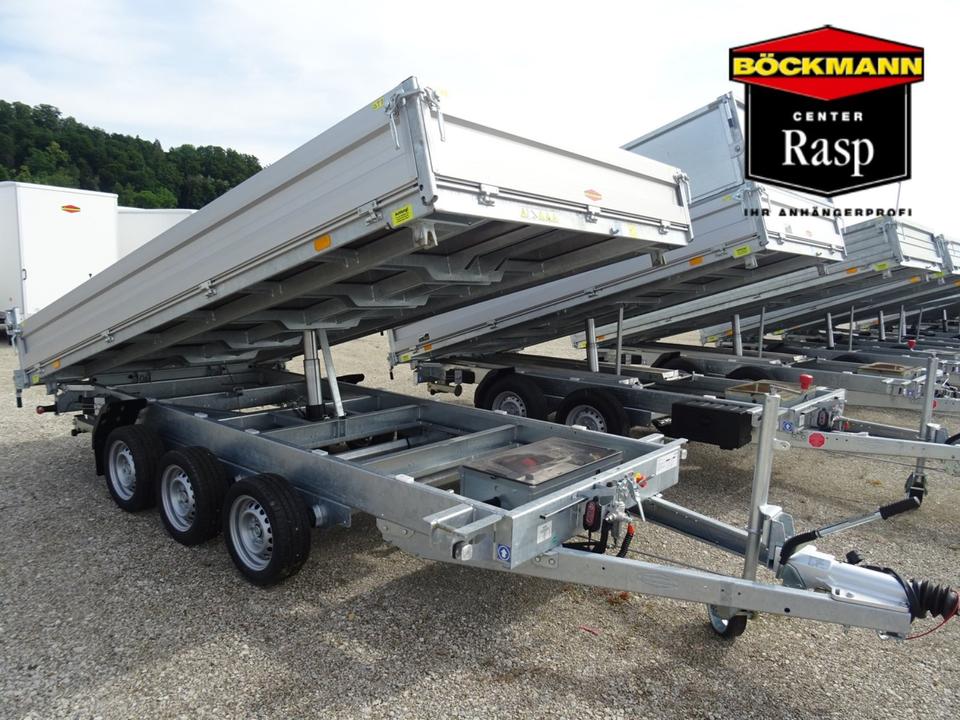 Böckmann Car Trailer, Three-Sided Tipping, Tri-Axle, DK-4121/35 PT, GVW 3500 kg