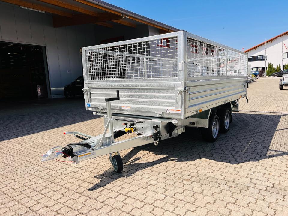 Humbaur HTK 3500.37 Three-Side Tipping Trailer, 3.5 t, ProSteel with Lattice Extension, WK and Feet