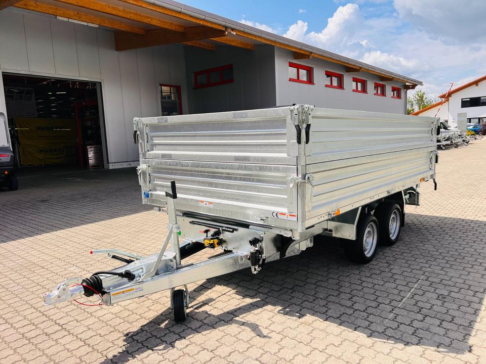 HTK 3500.37 Three-Sided Tipping Trailer 3.5 t Humbaur ProSteel with Side-Wall Extension, WK and Feet