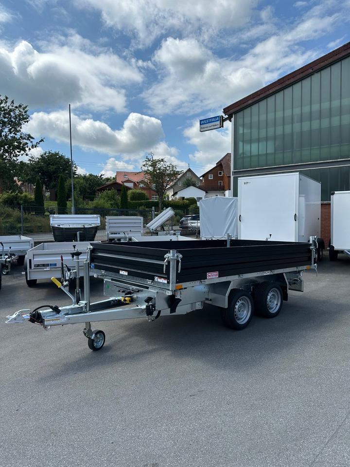 Tandem three-sided tipper trailer, 3.0 t, with steel side walls