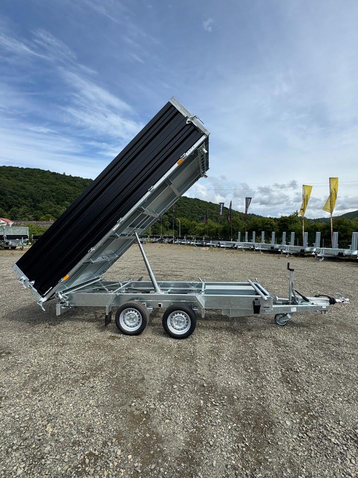 Humbaur 3-Sided Tip Trailer 3.5t HTK 3500.37, Steel Side Walls, Black, New, Electric Hydraulic Pump