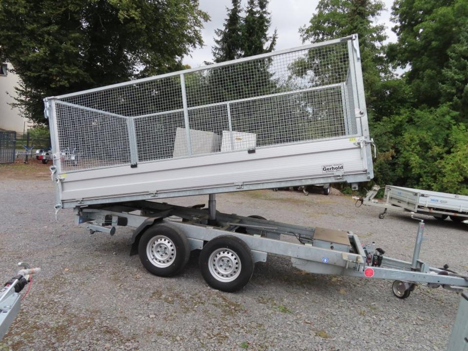 Böckmann DK-AL 3718/35 P Car Trailer with Three-Sided Electric Tipper, 3.5 t GVW