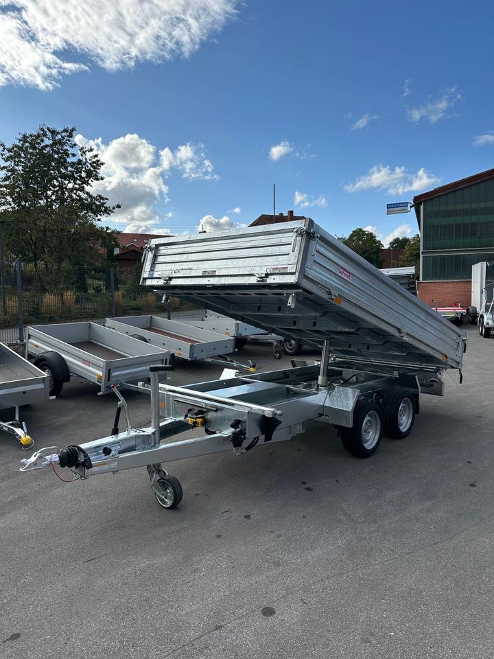 Tandem three-sided tipping trailer, 3.5 t, with Fuhrmann profile side walls