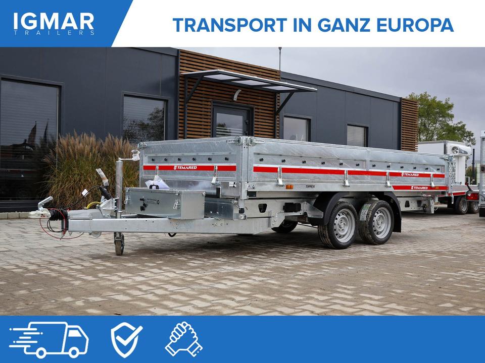 TEMARED Tipper 3617/2 C, 3.5t Car Tipping Trailer, 364 x 170 cm, 2-Axle Tandem, Electric + Manual Hoist System