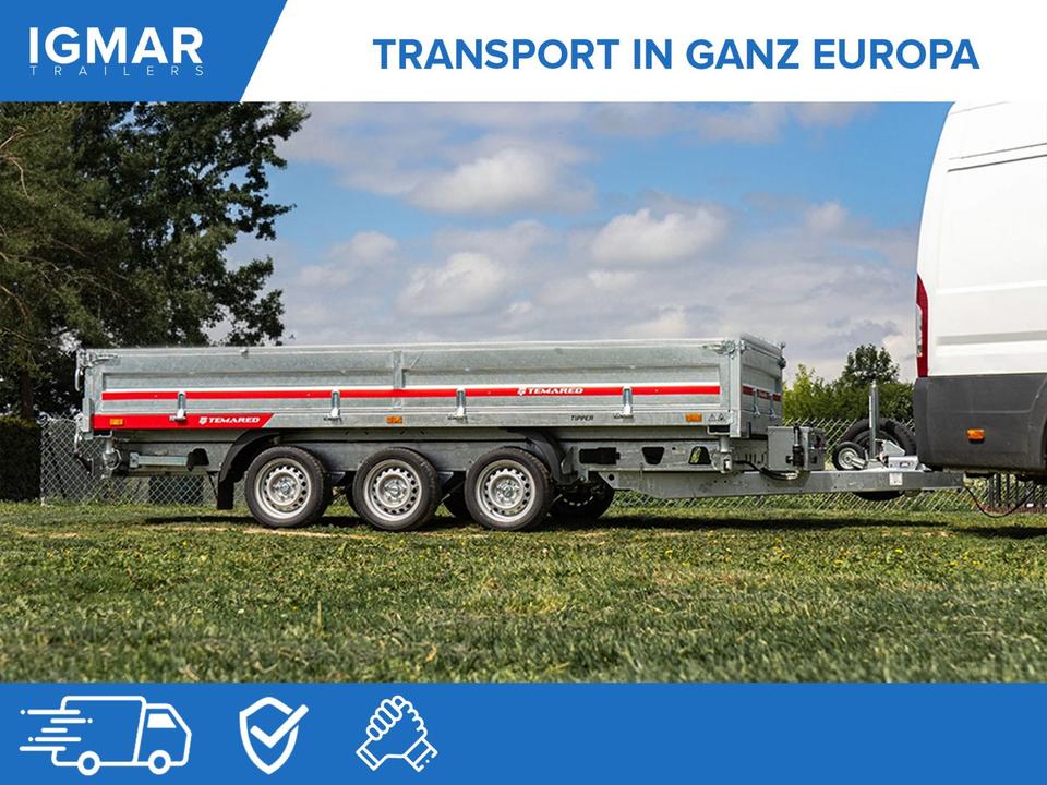 TEMARED Tipper Trailer 4020/3 C S, 3.5 t, 405 x 197 cm, 3-Side Dump, Tri-Axle with Electric and Manual Lift System