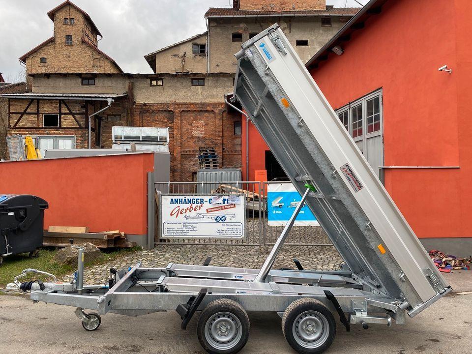 Hapert Cobalt Three-Sided Tip Trailer 3.0, 305 x 180 x 30 cm Bed, with Electric Hydraulic Pump and Emergency Hand Pump