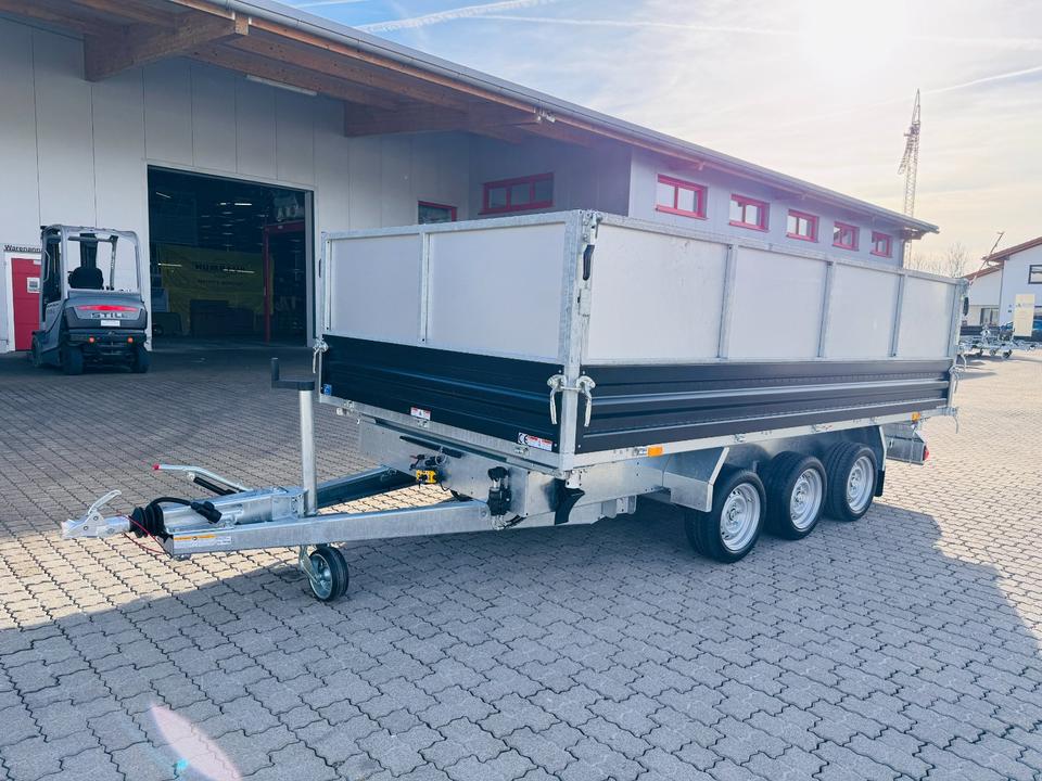 Humbaur HTK 3500.41 3-Axle Tipping Trailer, Steel, 4.1 m x 2.1 m, 3,500 kg, with Aluminium Sheet Insert