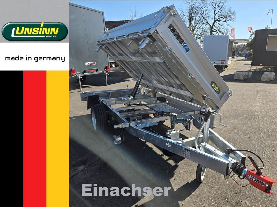 UNSINN KING 1800 ALU Three-Sided Tipping Trailer 2.76 x 1.50 x 0.35 m with pumpless hydraulic, Spinlock, up to 100 km/h