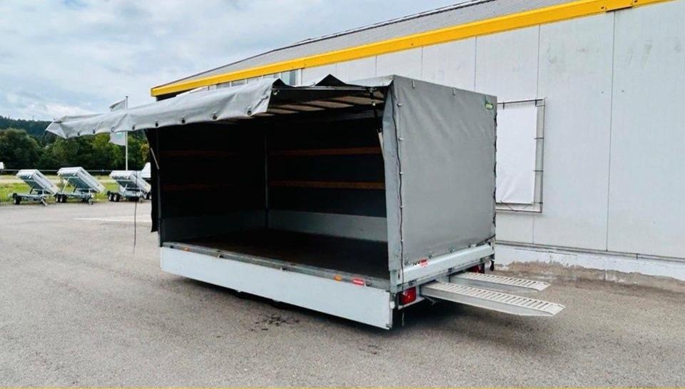 Unsinn Tandem Loader Trailer with Flatbed, Folding Side, and Ramps, 2,600 kg