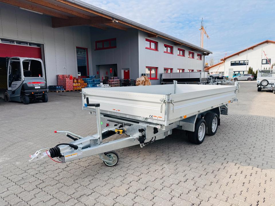 Humbaur Aluminum Three-Sided Tipping Trailer HTK3500.37, 3.5 t, with Electric Pump, 3.6 m x 1.85 m, New