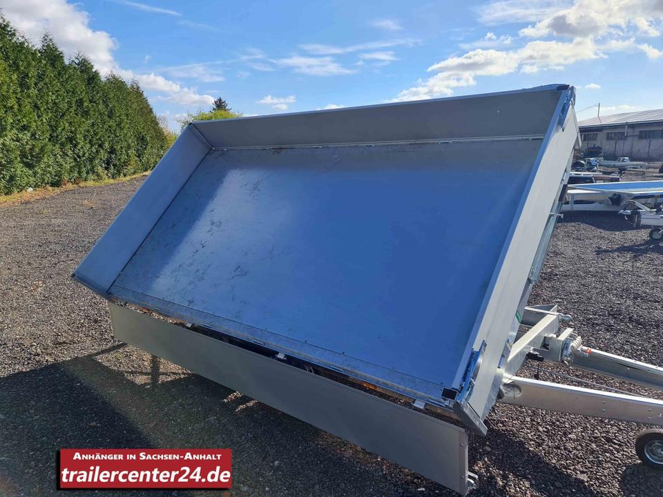 Electric 2.7 t Three-Sided Tipping Trailer, 3.11 x 1.60 m, Tandem Axle