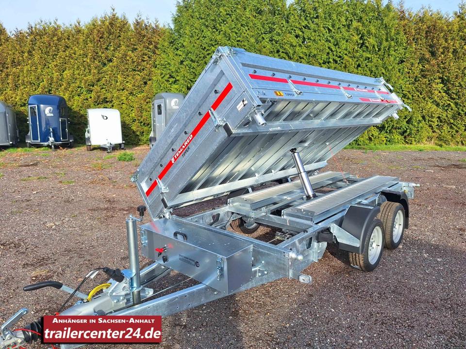 3.5t Electric Tri-Side Tipping Trailer 3.24 x 1.70 m, 40 cm Steel Side Walls, Rear Swing Tailgate