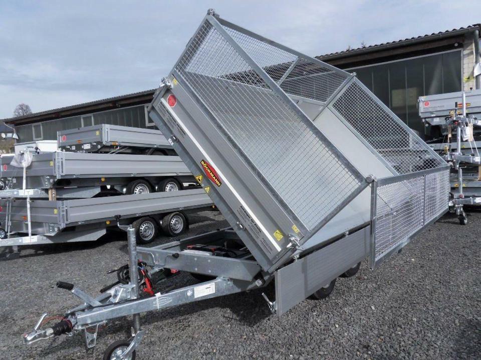 Böckmann Car Trailer, Electric Three-Side Tipper, 3.5 t GVW