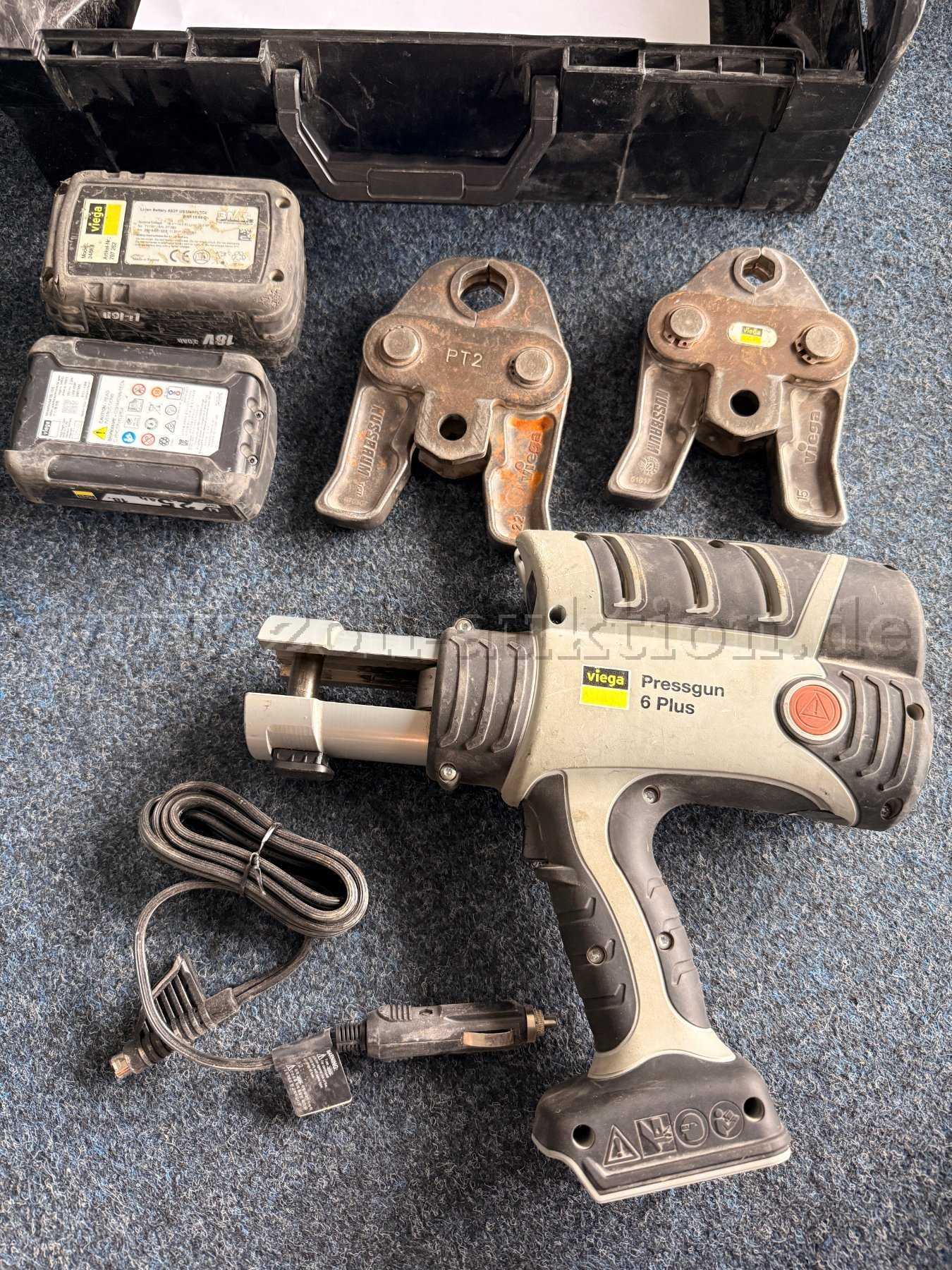 Three Viega Tool Cases Including Press Machine, Press Jaws, and Press Rings